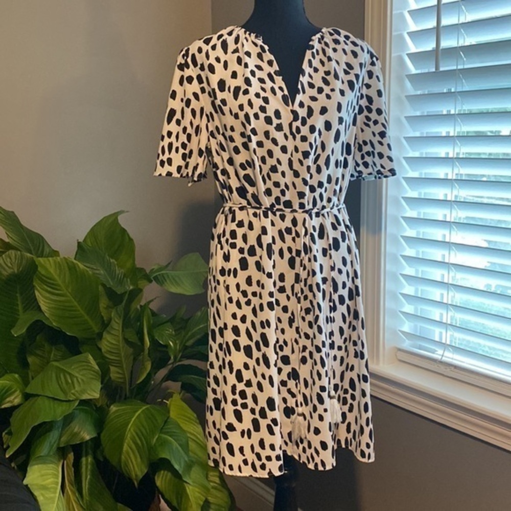 🤍🖤“A NEW DAY” Fit and Flare Dalmatian Print Dress